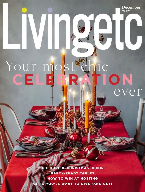 A magazine cover with a table set for a celebration.